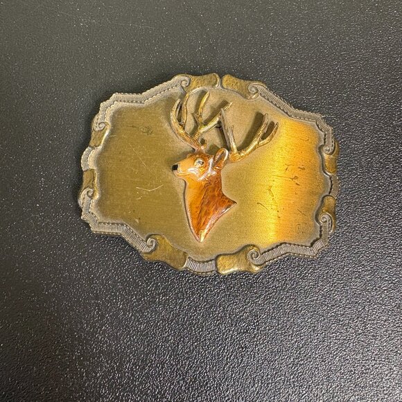 Vintage 1970's Raintree 3D Deer Belt Buckle - Picture 1 of 3